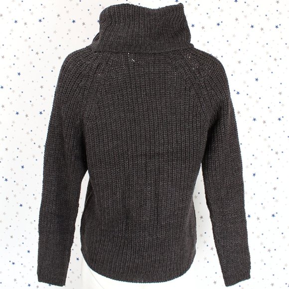 Raglan Long Sleeve Turtle Neck Knit Sweater (Char) - Picture 4 of 7